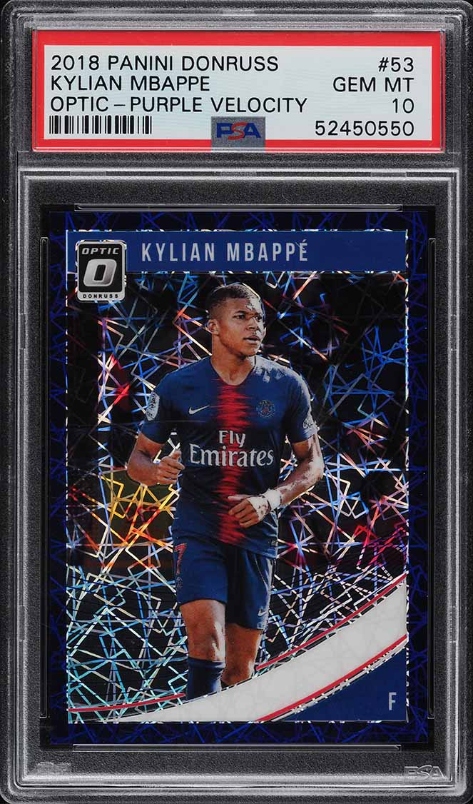 2018 Donruss Optic Purple Velocity Kylian Mbappe ROOKIE /125 #53 PSA 10 GEM MINT
