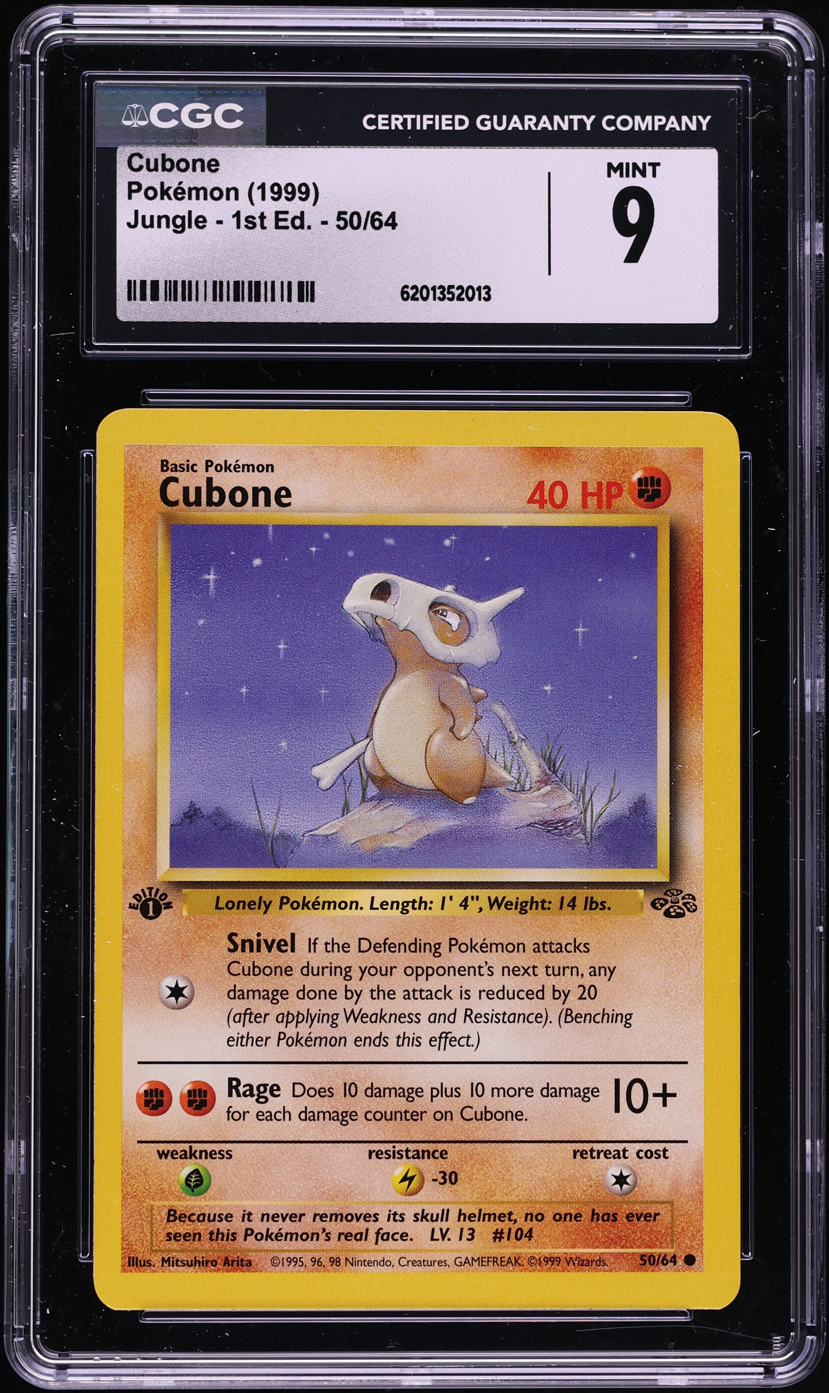 1999 Pokemon Jungle 1st Edition Cubone #50 CGC 9 MINT