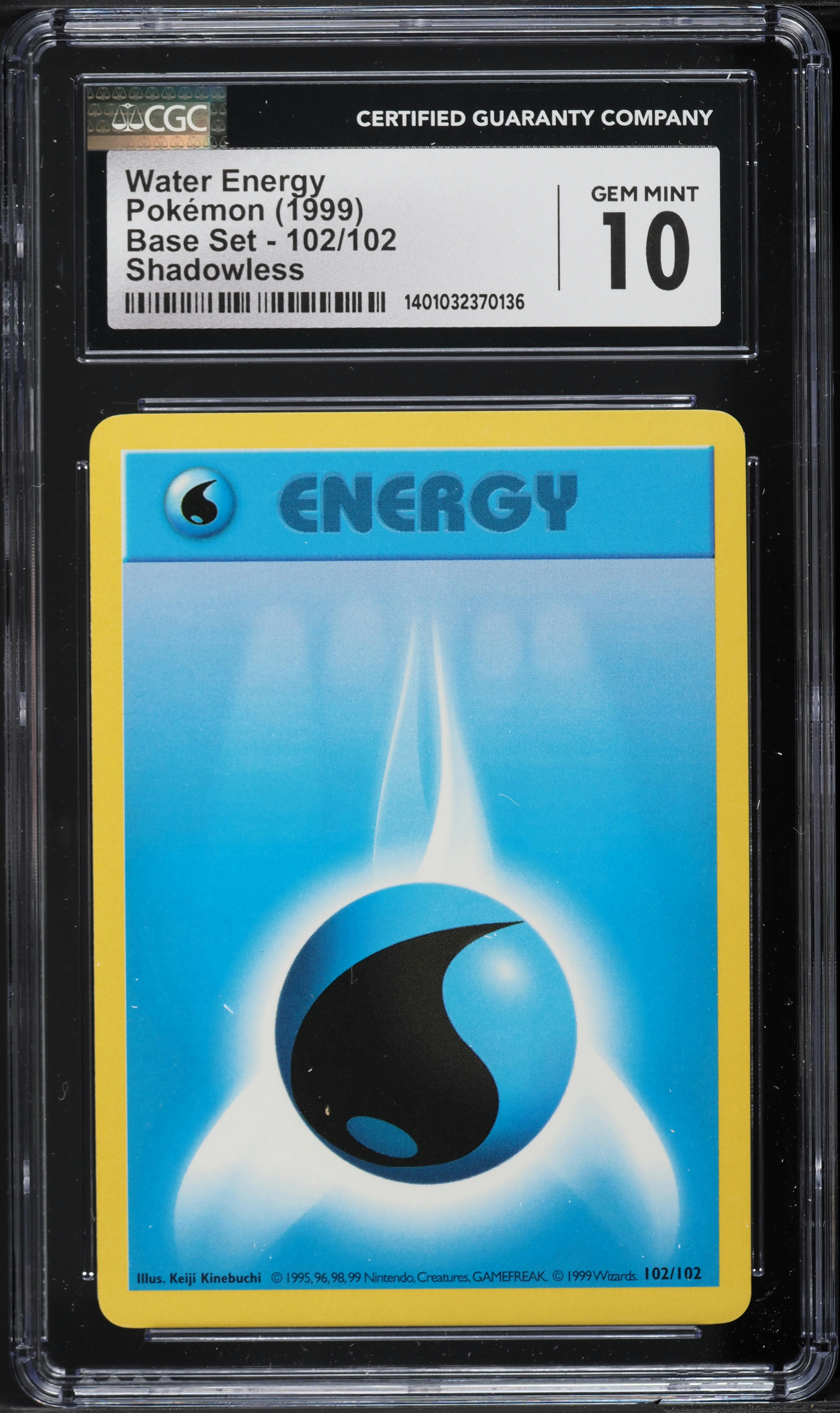 1999 Pokemon Base Set Shadowless Water Energy #102 CGC 10 GEM MINT