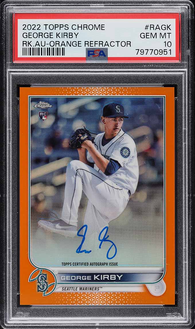 2022 Topps Chrome Orange Refractor George Kirby ROOKIE AUTO /25 #RA-GK PSA 10
