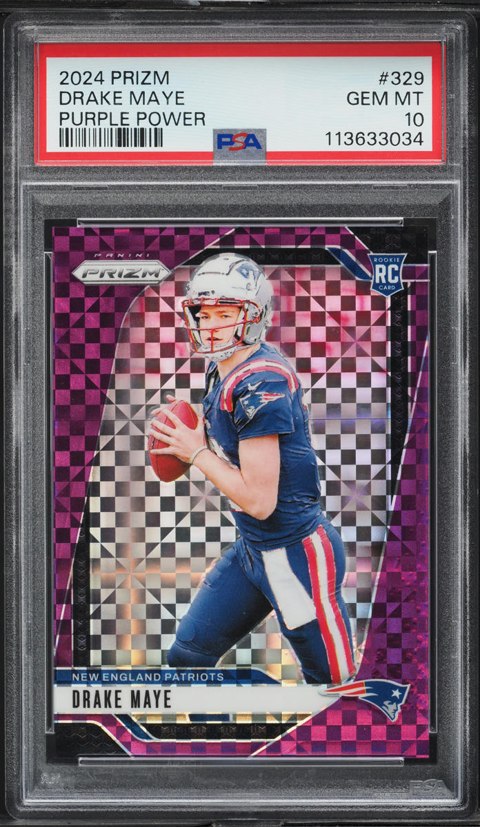 2024 Panini Prizm Purple Power Drake Maye ROOKIE /49 #329 PSA 10 GEM MINT