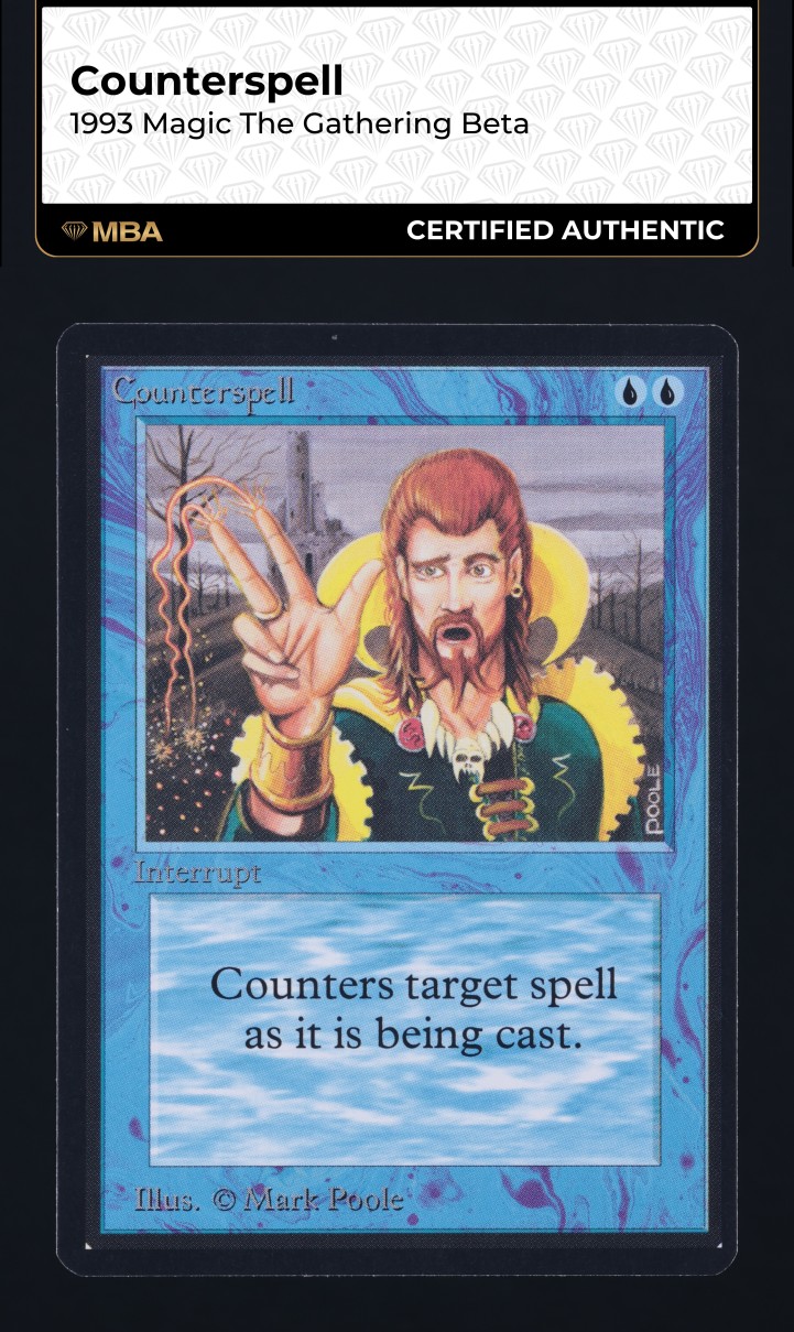 1993 Magic The Gathering MTG Beta Counterspell MBA AUTH