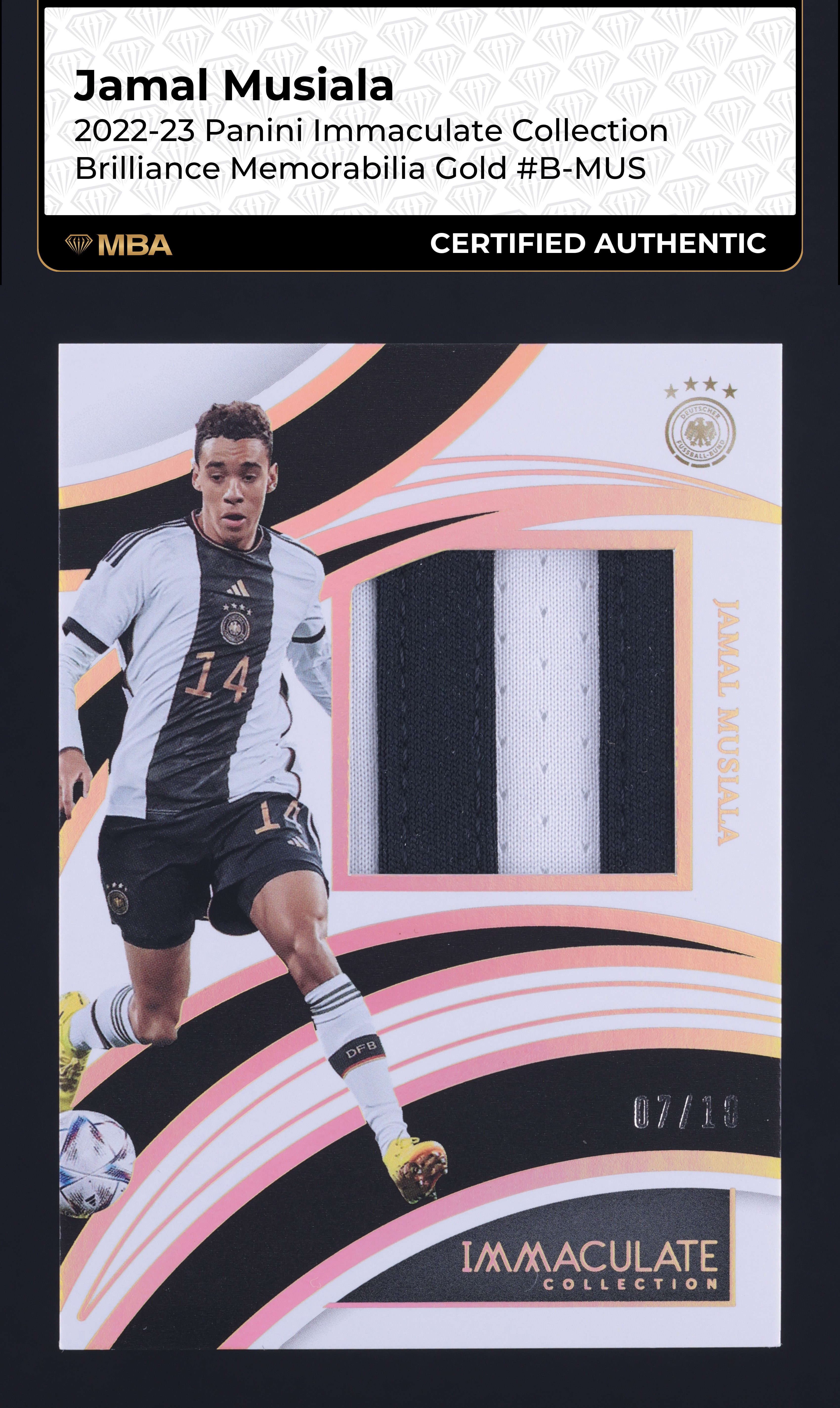 2022 Immaculate Collection Brilliance Gold Jamal Musiala PATCH /10 MBA AUTH