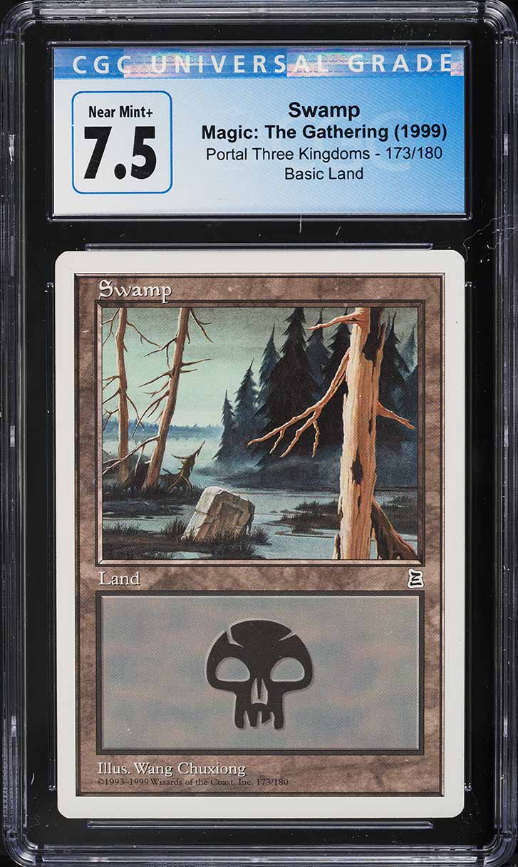 1999 Magic The Gathering MTG Portal Three Kingdoms Swamp #173 CGC 7.5 NRMT+