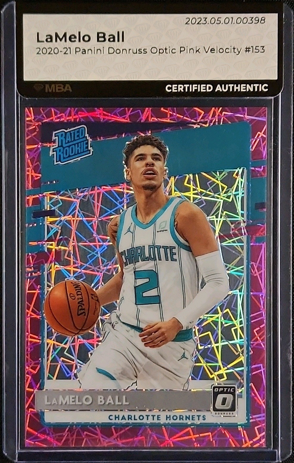 2020 Donruss Optic Pink Velocity LaMelo Ball ROOKIE /79 #153 MBA AUTH