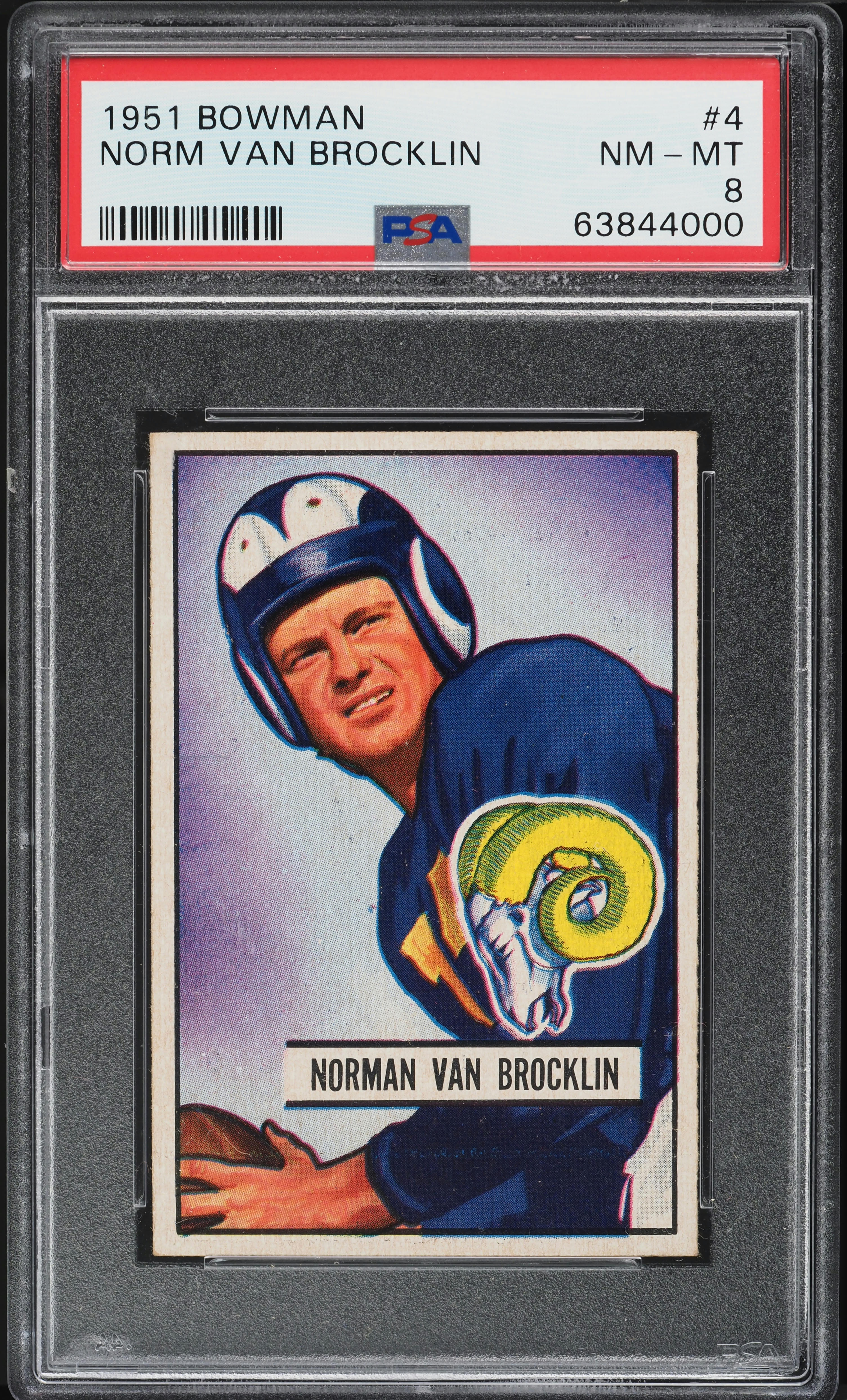 1951 Bowman Football Norm Van Brocklin ROOKIE #4 PSA 8 NM-MT (PWCC-A)