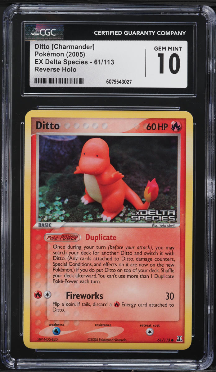 2005 Pokemon EX Delta Species Reverse Holo Ditto [Charmander] #61 CGC 10 GEM