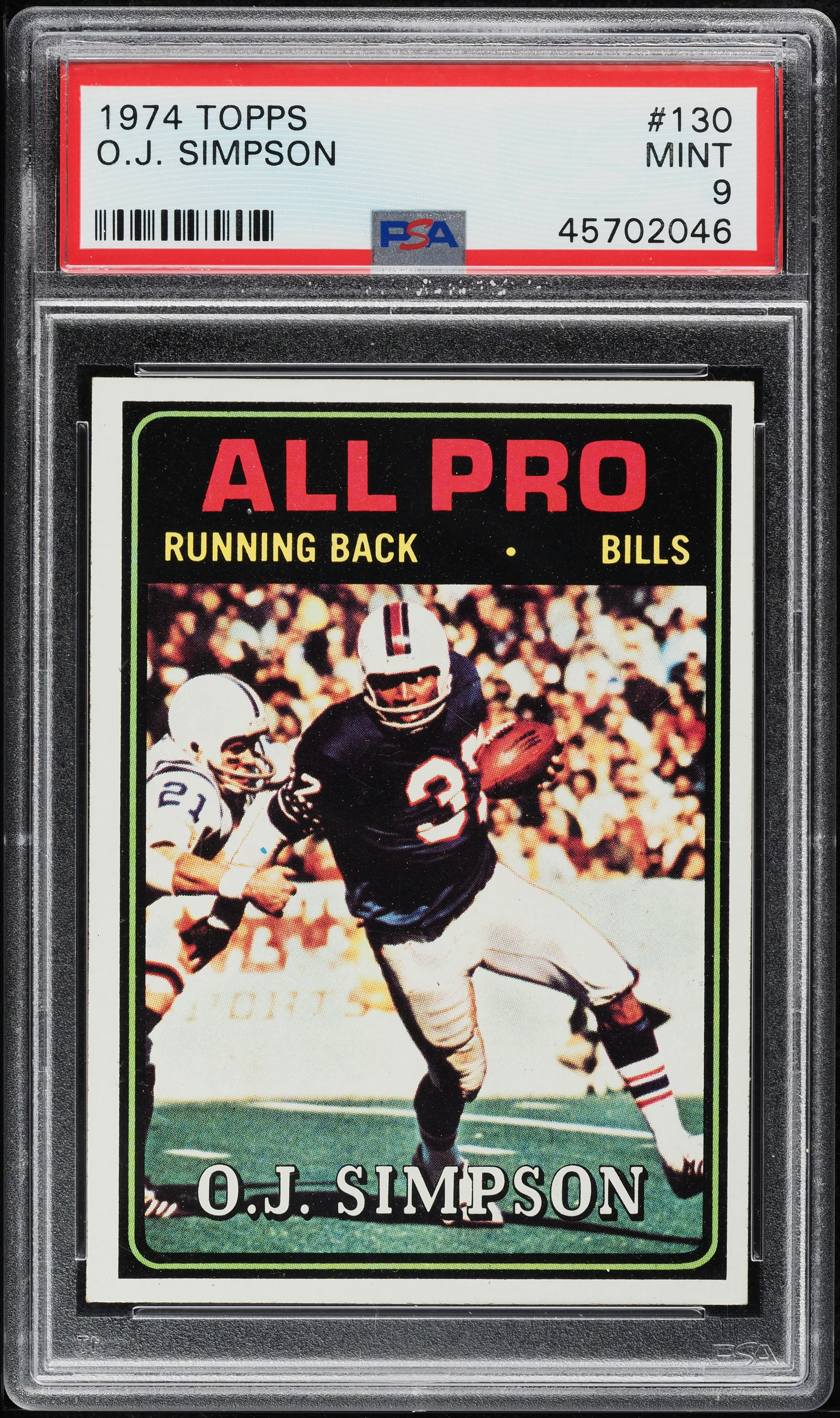1974 Topps Football O.J. Simpson #130 PSA 9 MINT