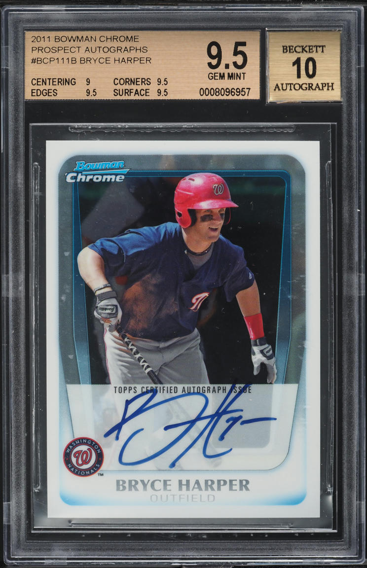 2011 Bowman Chrome Bryce Harper PROSPECT AUTO #BCP111 BGS 9.5 GEM MINT
