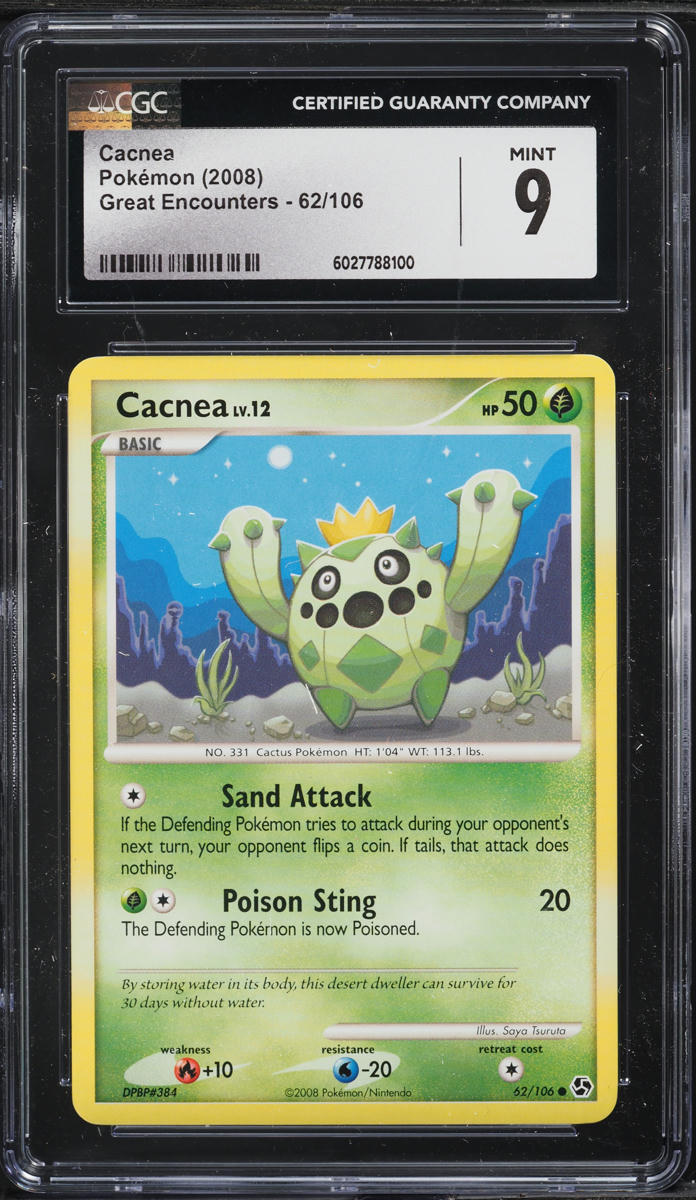 2008 Pokemon Diamond & Pearl Great Encounters Cacnea #62 CGC 9 MINT