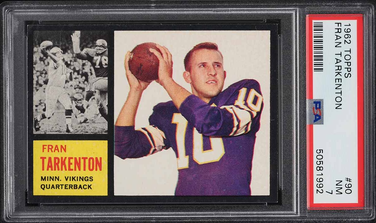 1962 Topps Football Fran Tarkenton SP ROOKIE #90 PSA 7 NRMT