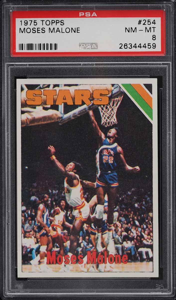 1975 Topps Basketball Moses Malone ROOKIE #254 PSA 8 NM-MT