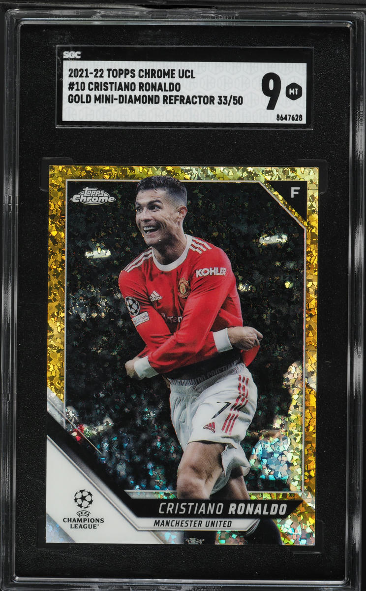 2021 Topps Chrome UEFA Gold Mini Diamond Refractor Cristiano Ronaldo /50 #10 SGC 9 MINT