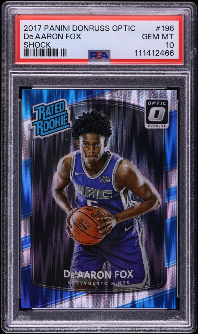 2017 Donruss Optic Shock De'Aaron Fox ROOKIE #196 PSA 10 GEM MINT