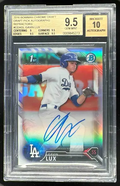 2016 Bowman Draft Chrome Refractor #CDA-GL Gavin Lux Autograph Auto /499 BGS 9.5