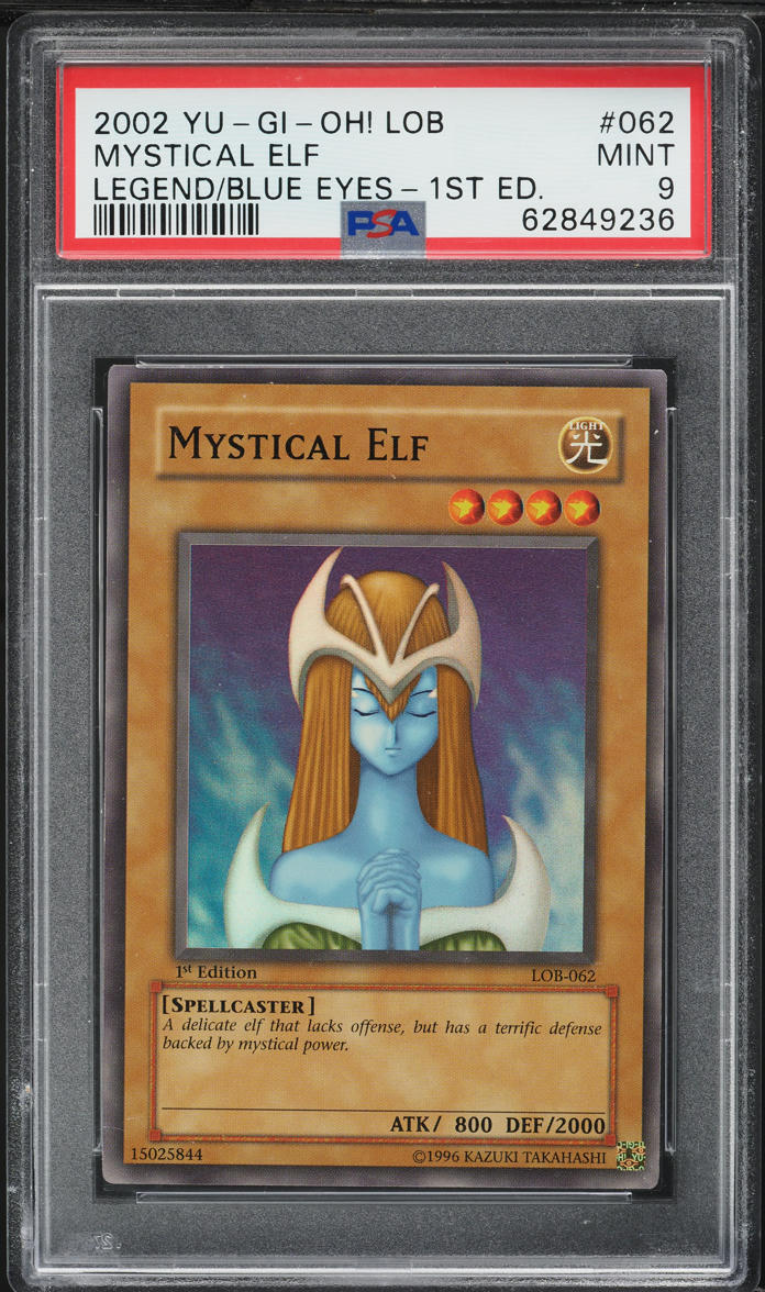 2002 Yu-Gi-Oh! Legend Of Blue Eyes 1st Edition Mystical Elf #LOB-062 PSA 9 MINT