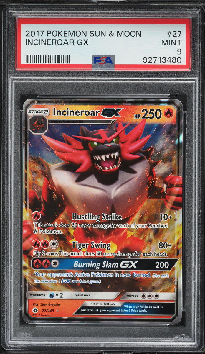 2017 Pokemon Sun & Moon Full Art Incineroar GX #27 PSA 9 MINT