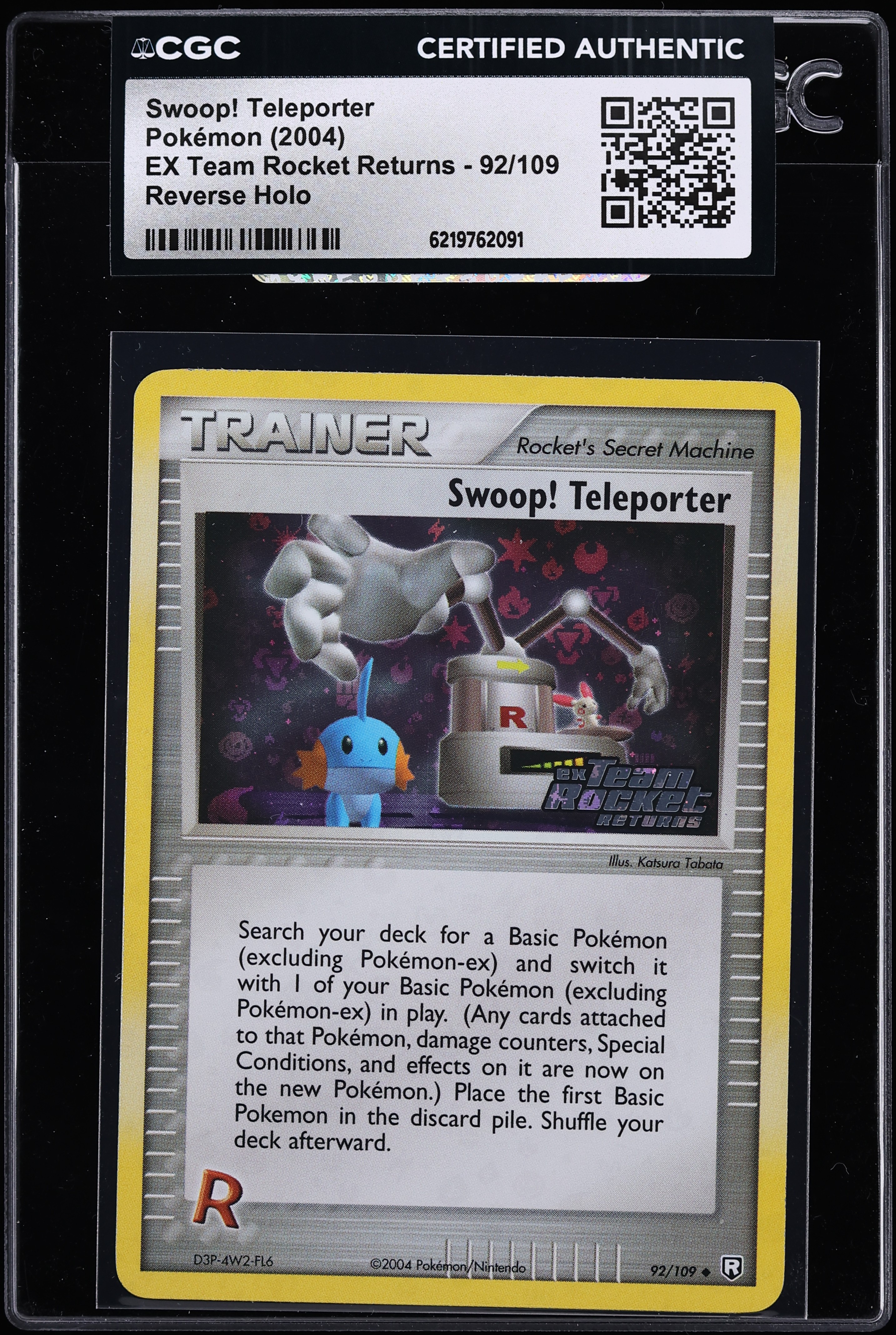 2004 Pokemon EX Team Rocket Returns Reverse Holo Swoop! Teleporter #92 CGC AUTH