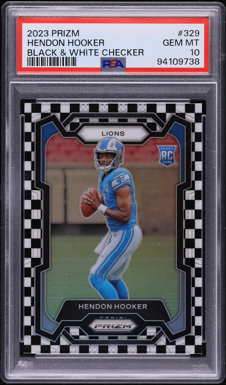 2023 Panini Prizm Black & White Checker Hendon Hooker ROOKIE #329 PSA 10 GEM
