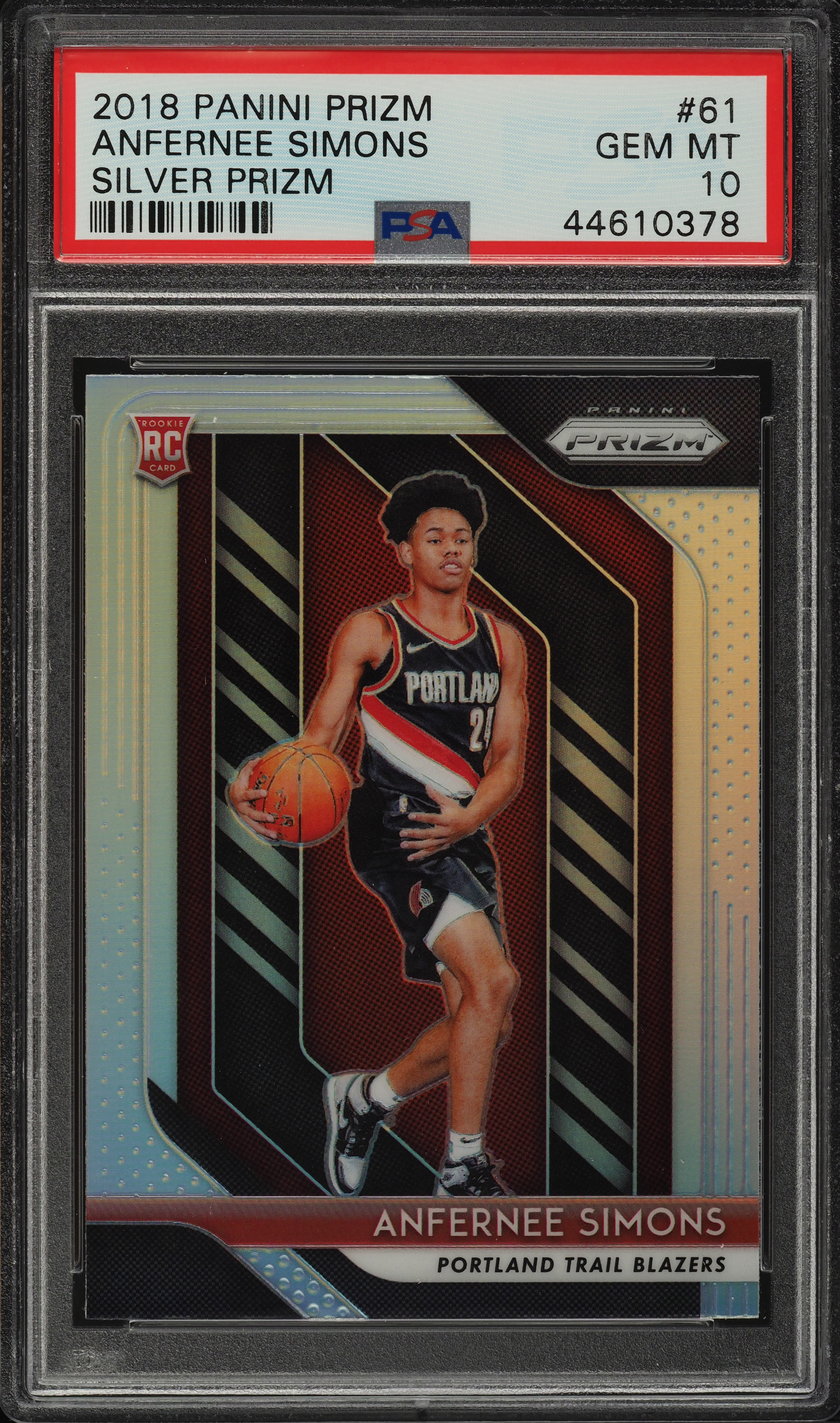 2018 Panini Prizm Silver Prizms Anfernee Simons ROOKIE RC #61 PSA 10 GEM MINT