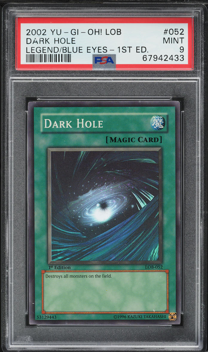 2002 Yu-Gi-Oh! Legend Of Blue Eyes 1st Edition Dark Hole #LOB-052 PSA 9 MINT
