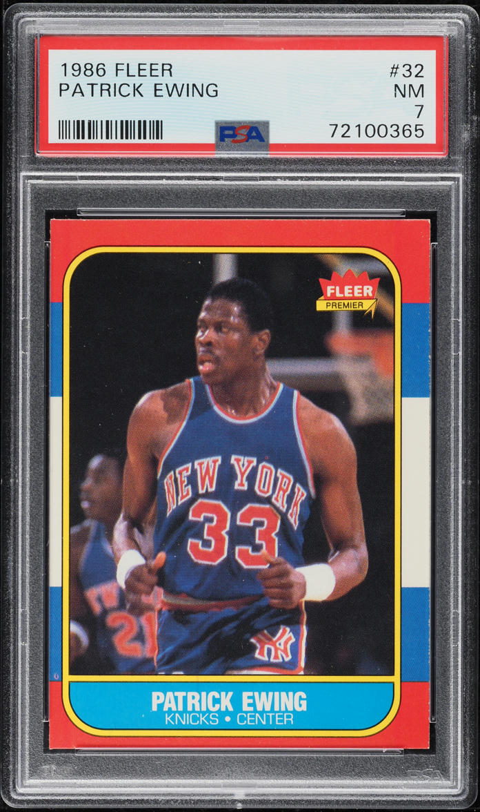 1986 Fleer Basketball Patrick Ewing ROOKIE #32 PSA 7 NRMT
