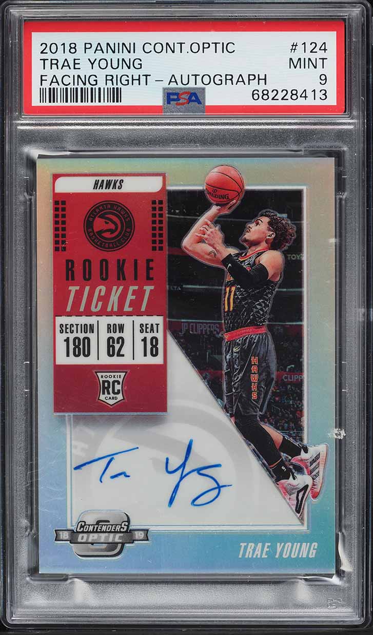 2018 Panini Contenders Optic Trae Young ROOKIE AUTO #124 PSA 9 MINT