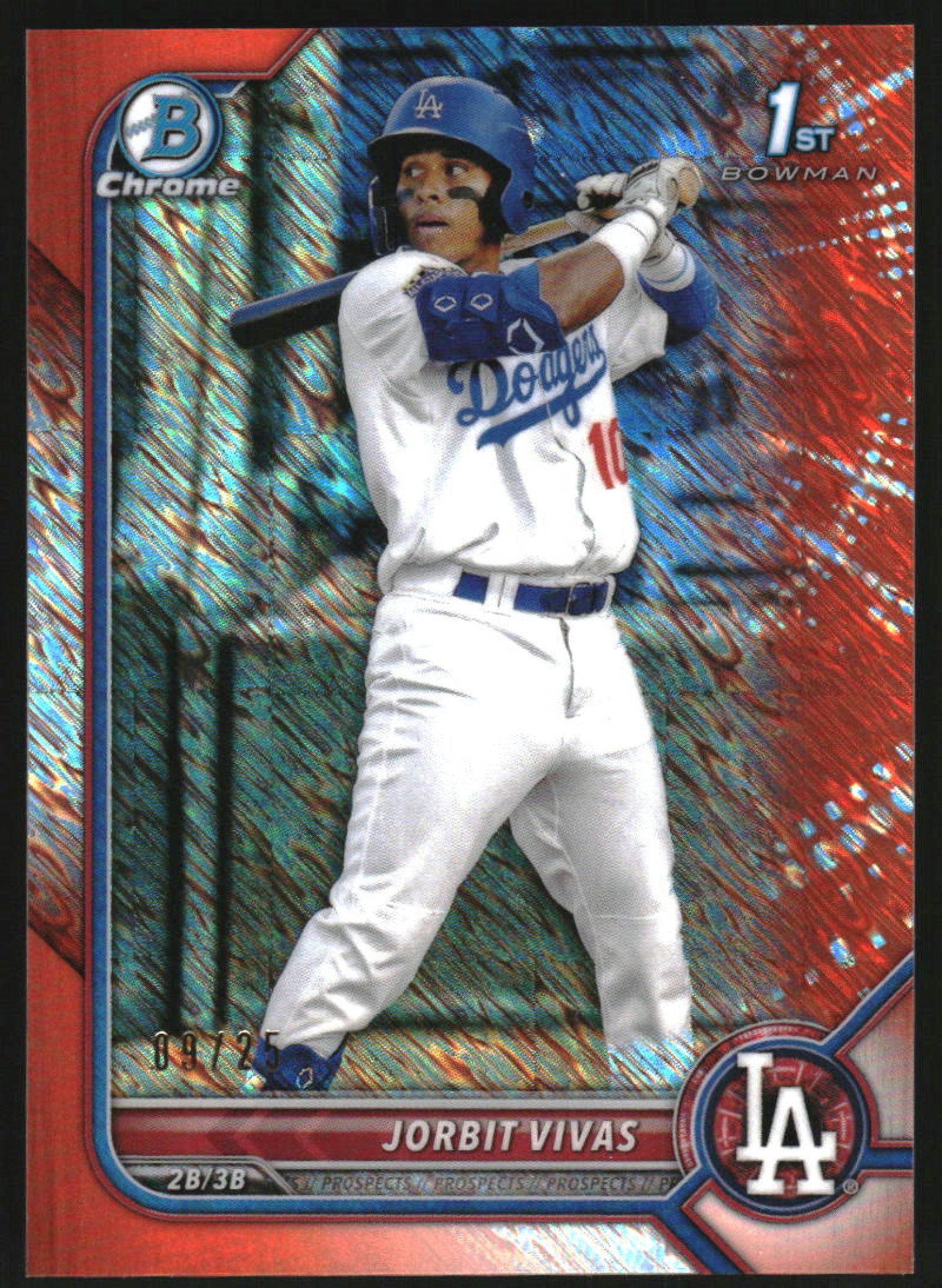 2022 Bowman Chrome Prospects Orange Shimmer Refractor #BCP-24 Jorbit Vivas /25