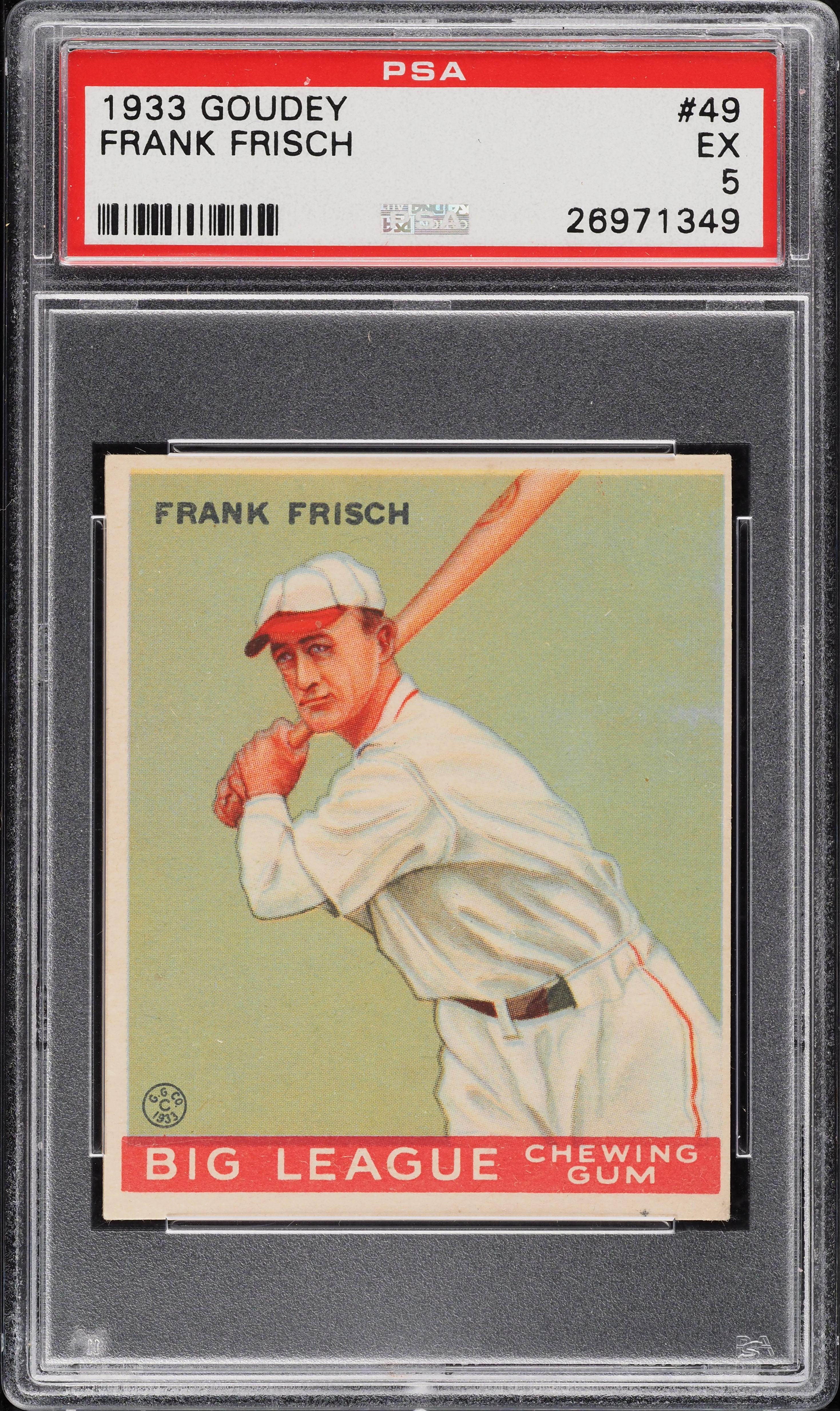 1933 Goudey Frank Frisch #49 PSA 5 EX