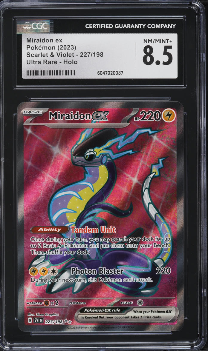 2023 Pokemon Scarlet & Violet Full Art Miraidon ex #227 CGC 8.5 NM-MT+