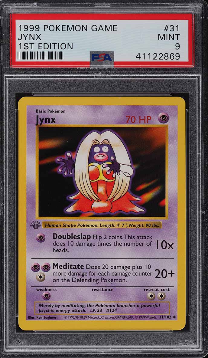 1999 Pokemon Base Set Shadowless 1st Edition Jynx #31 PSA 9 MINT
