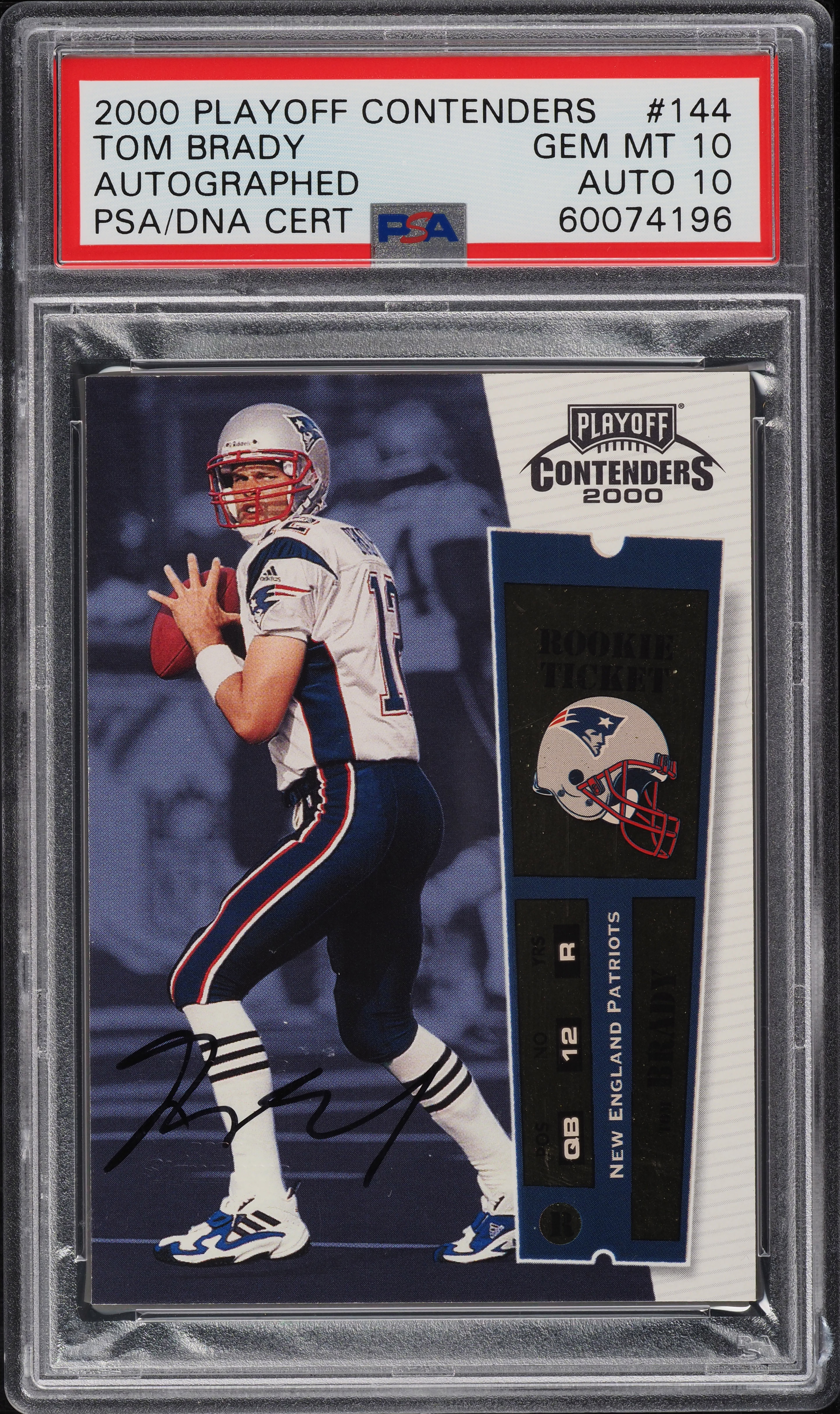 2000 Playoff Contenders Tom Brady ROOKIE RC PSA/DNA 10 AUTO #144 PSA 10 GEM MINT