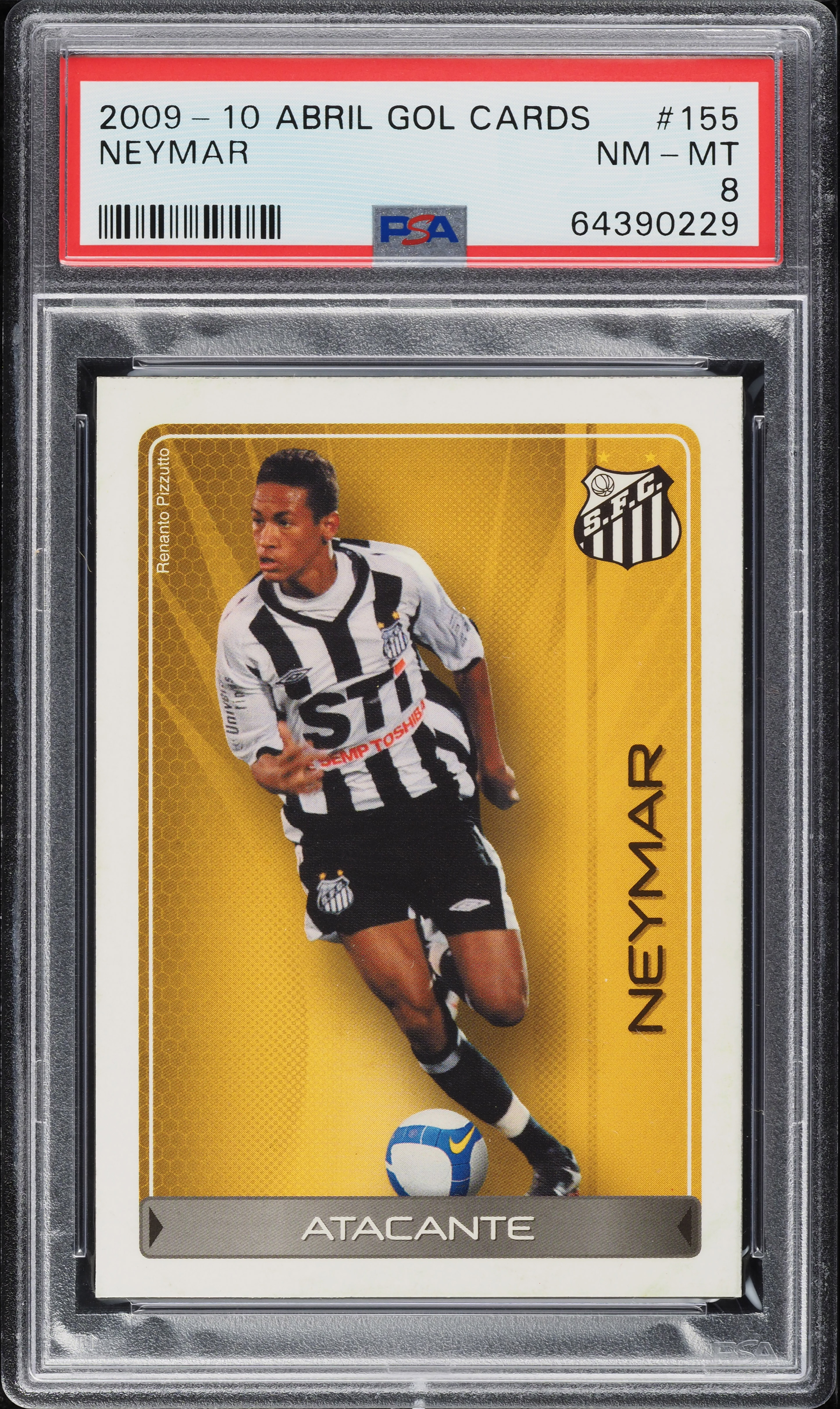 2009 Abril Gol Cards Neymar Jr. ROOKIE #155 PSA 8 NM-MT