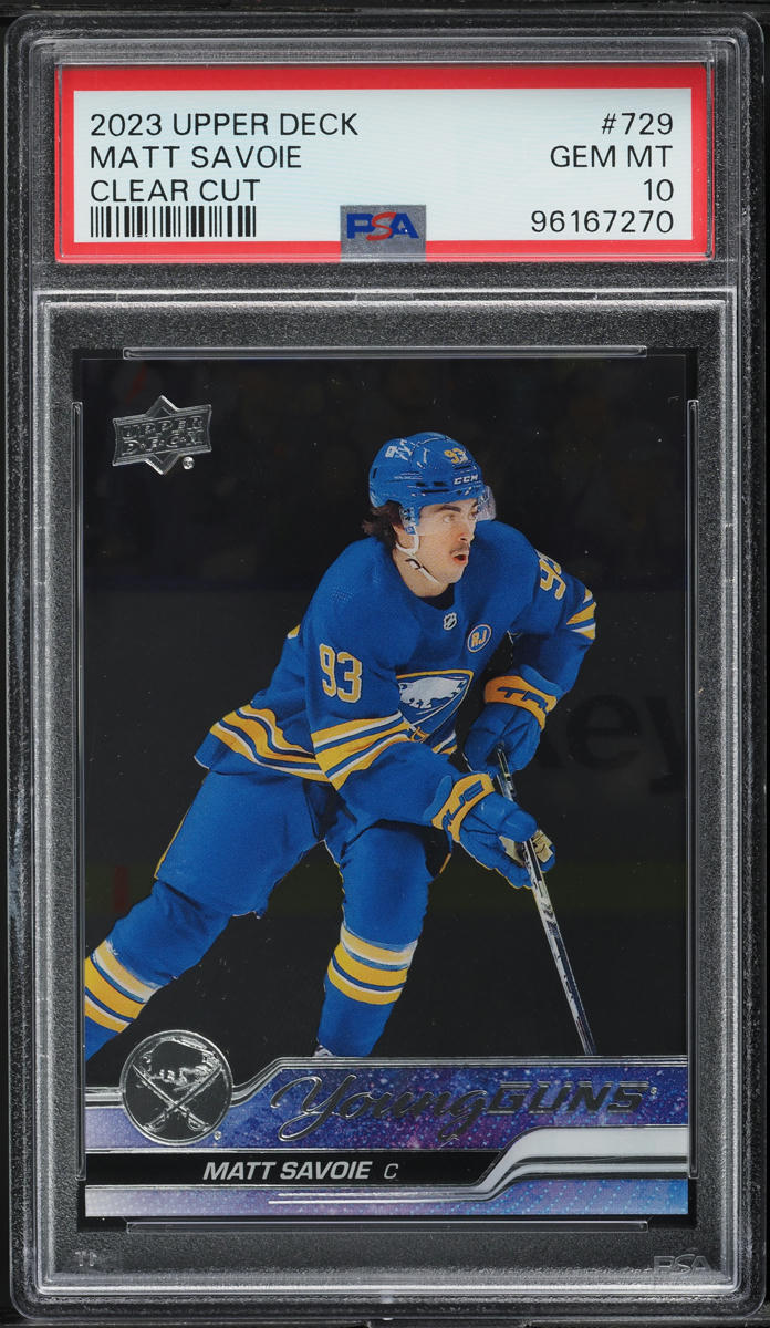 2023 Upper Deck Clear Cut Young Guns Matt Savoie ROOKIE #729 PSA 10 GEM MINT