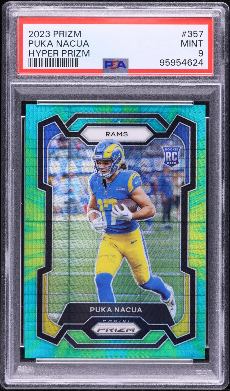 2023 Panini Prizm Hyper Puka Nacua ROOKIE /175 #357 PSA 9 MINT
