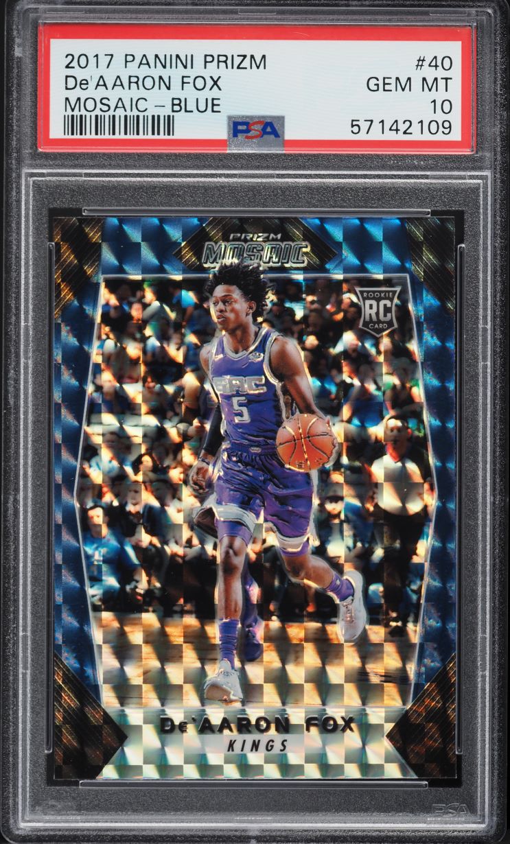 2017 Panini Prizm Mosaic Blue De'Aaron Fox ROOKIE #40 PSA 10 GEM MINT