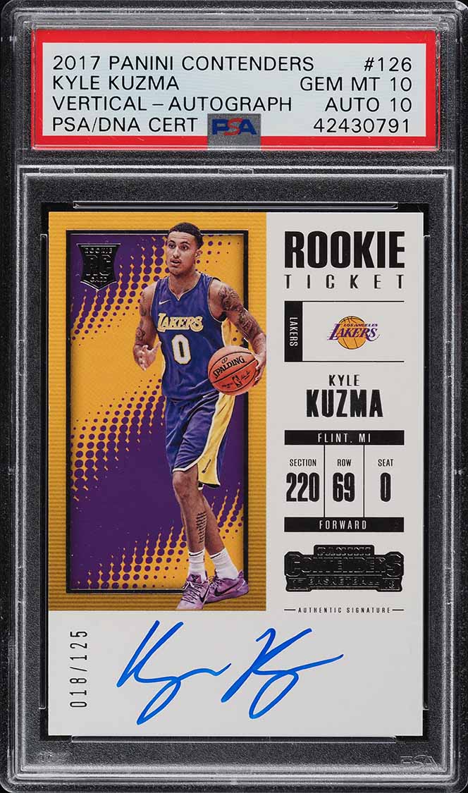 2017 Panini Contenders Kyle Kuzma ROOKIE RC PSA/DNA 10 AUTO /125 PSA 10 GEM