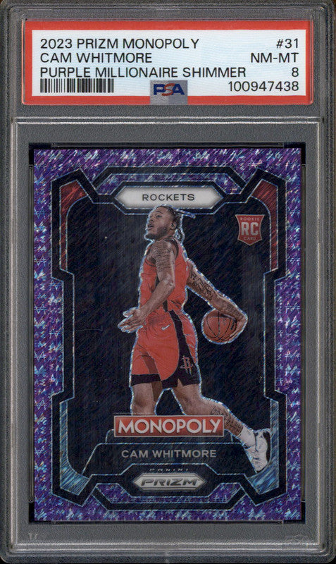 2023 Prizm Monopoly Purple Millionaire Shimmer #31 Cam Whitmore RC /50 PSA 8
