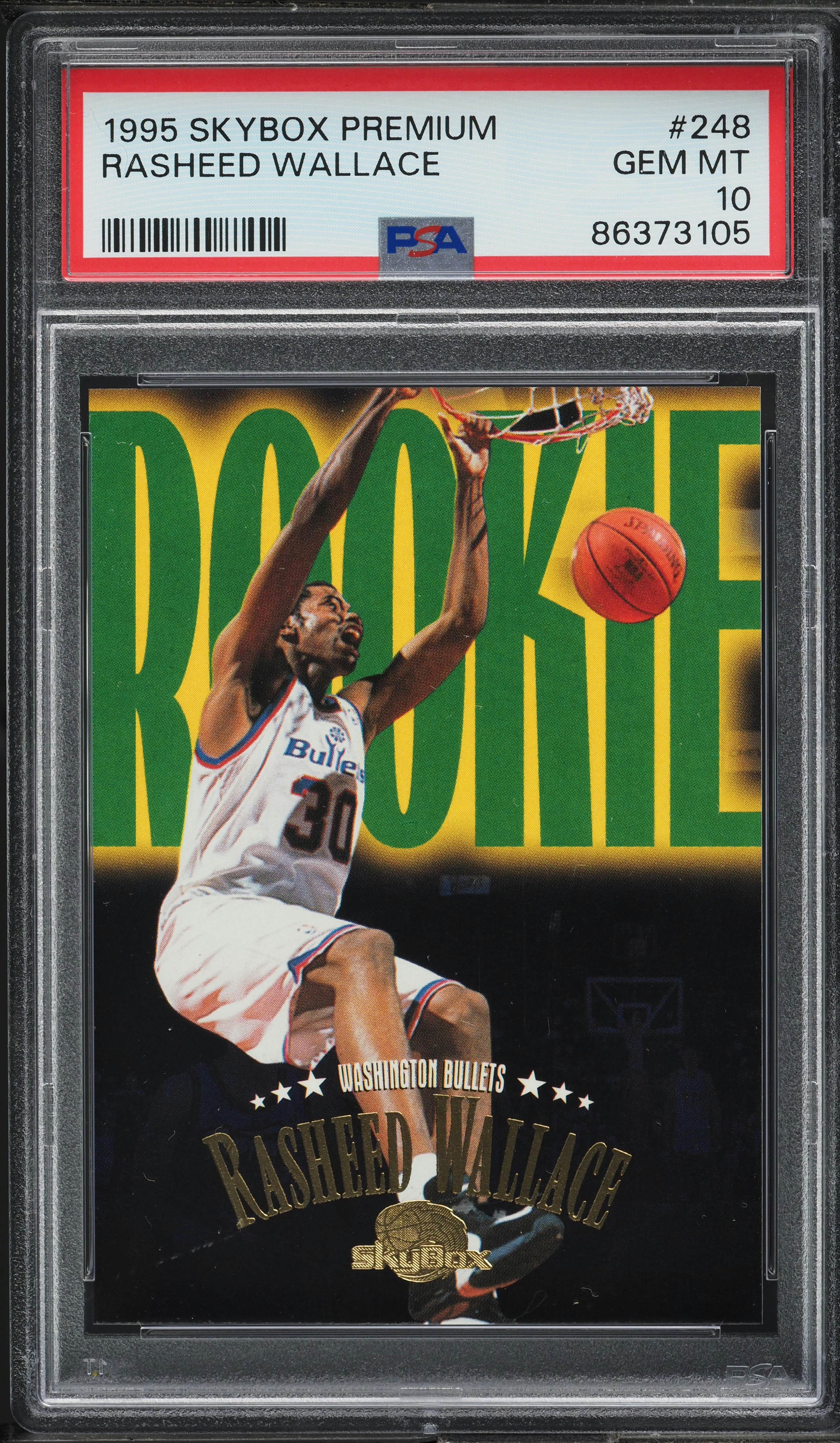 1995 Skybox Premium Rasheed Wallace ROOKIE #248 PSA 10 GEM MINT