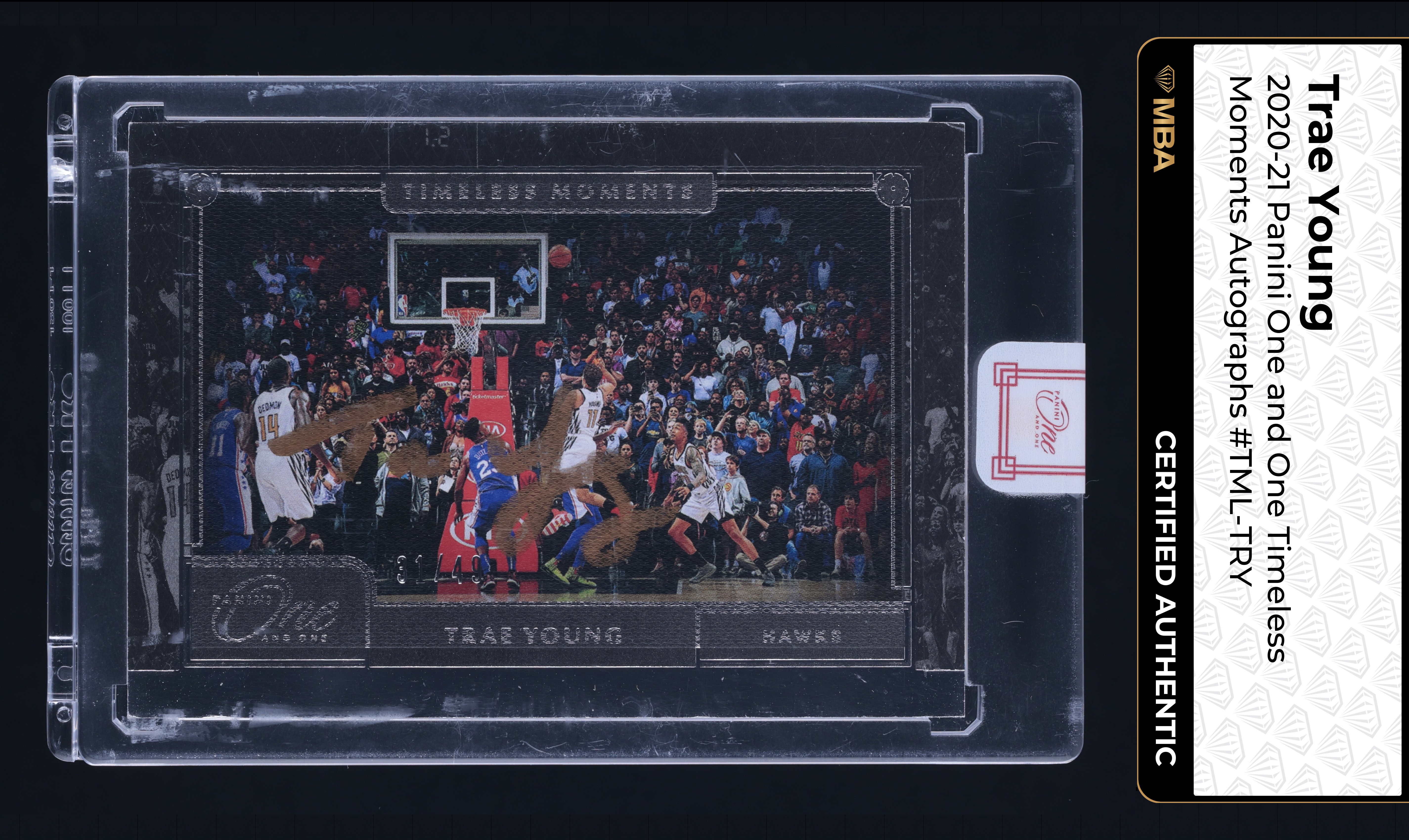 2020 Panini One And One Timeless Moments Trae Young AUTO /49 #TML-TRY MBA AUTH