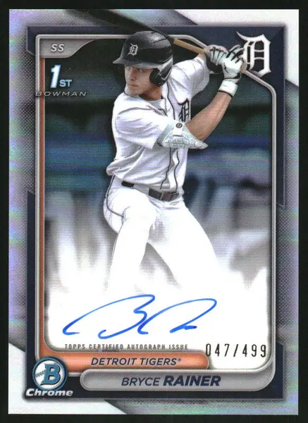 2024 Bowman Draft Chrome Autographs Refractor #CPA-BR Bryce Rainer RC Auto /499