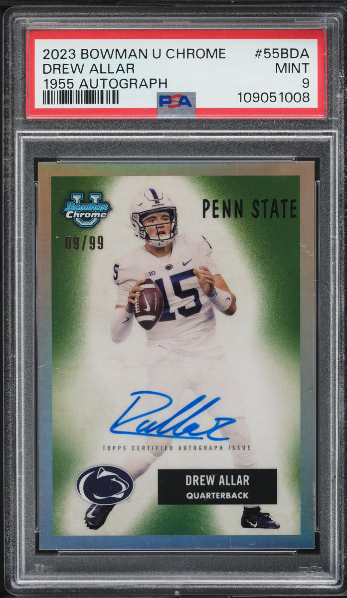 2023 Bowman University Chrome 1955 Bowman Drew Allar AUTO /99 #55BDA PSA 9 MINT