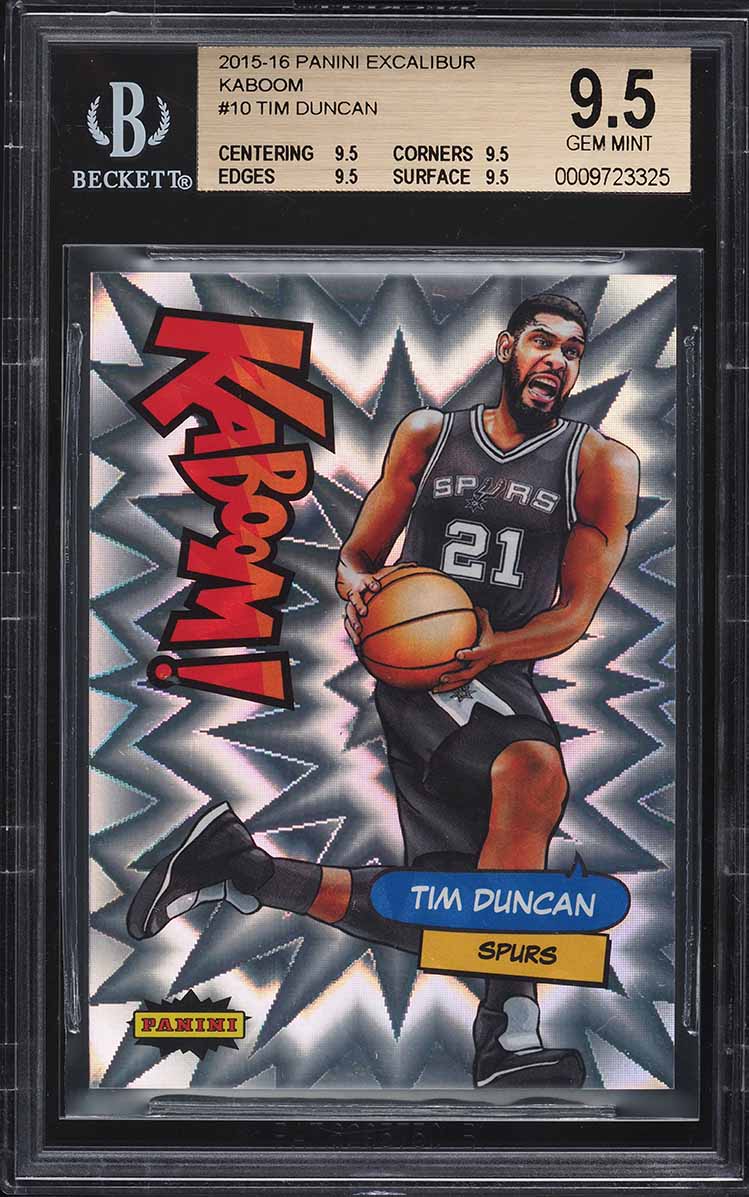 2015 Panini Excalibur Kaboom! Tim Duncan #10 BGS 9.5 GEM MINT