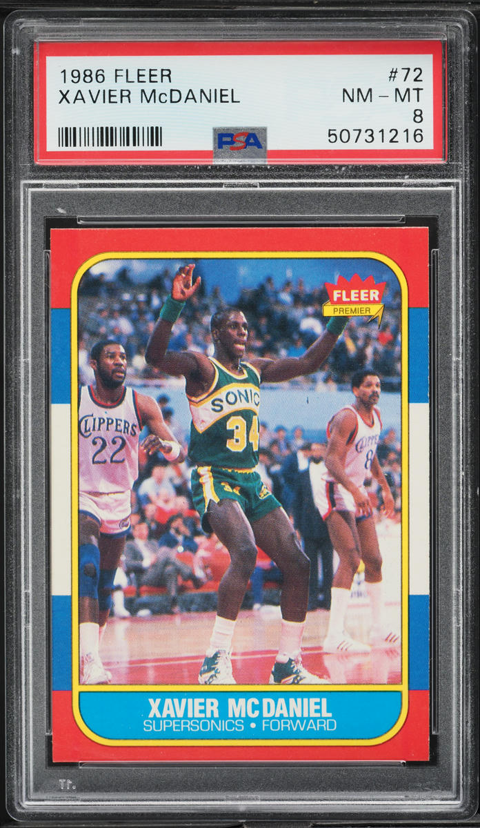 1986 Fleer Basketball Xavier McDaniel ROOKIE #72 PSA 8 NM-MT