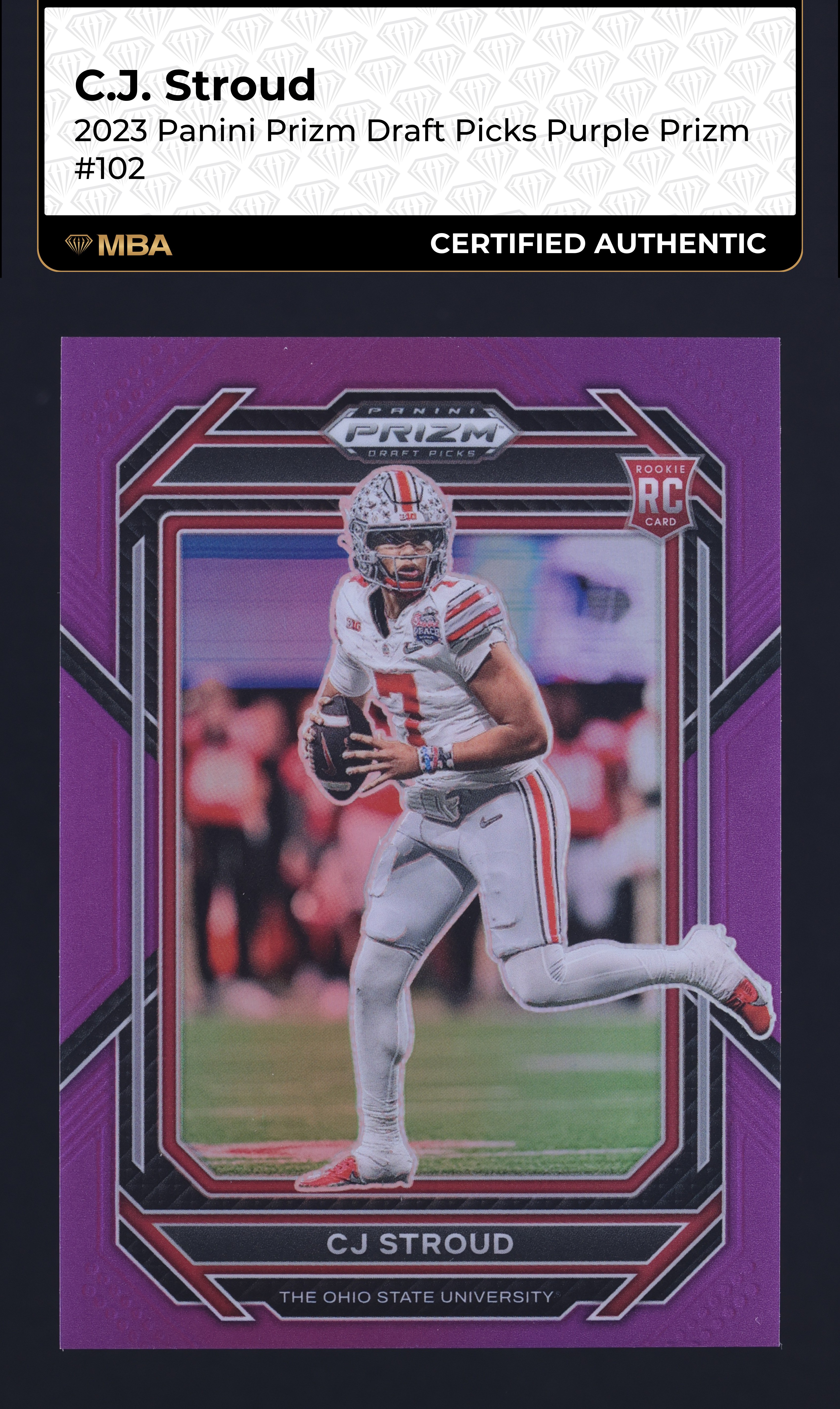 2023 Panini Prizm Draft Purple CJ Stroud ROOKIE /75 #102 MBA AUTH