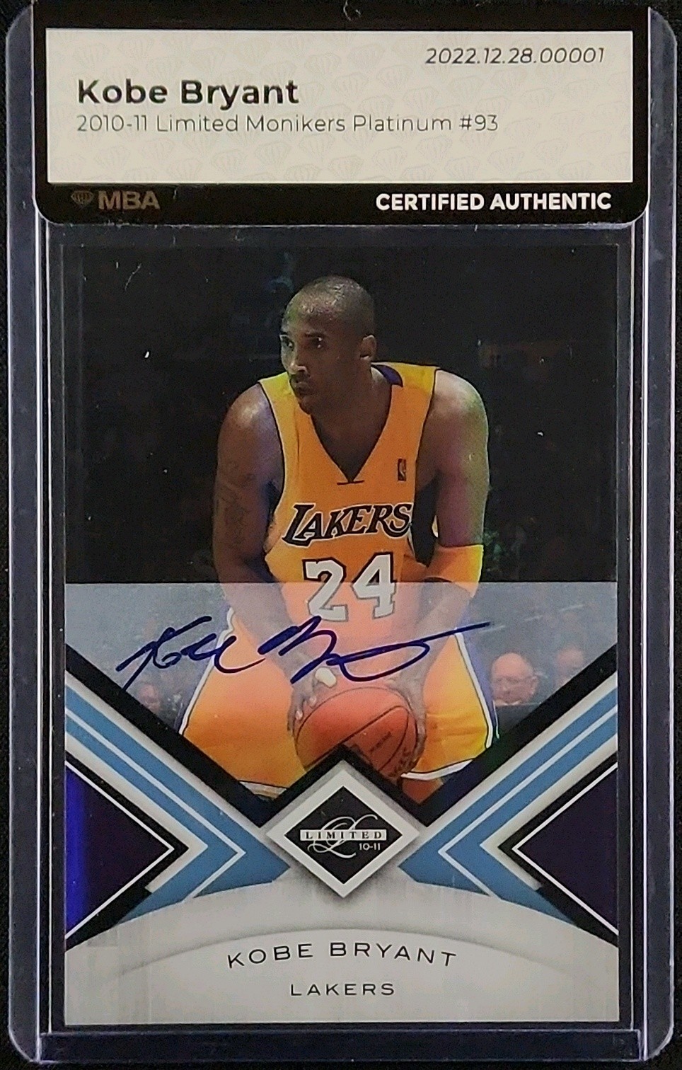 2010 Panini Limited Monikers Platinum Kobe Bryant AUTO 1/1 #93 MBA AUTH