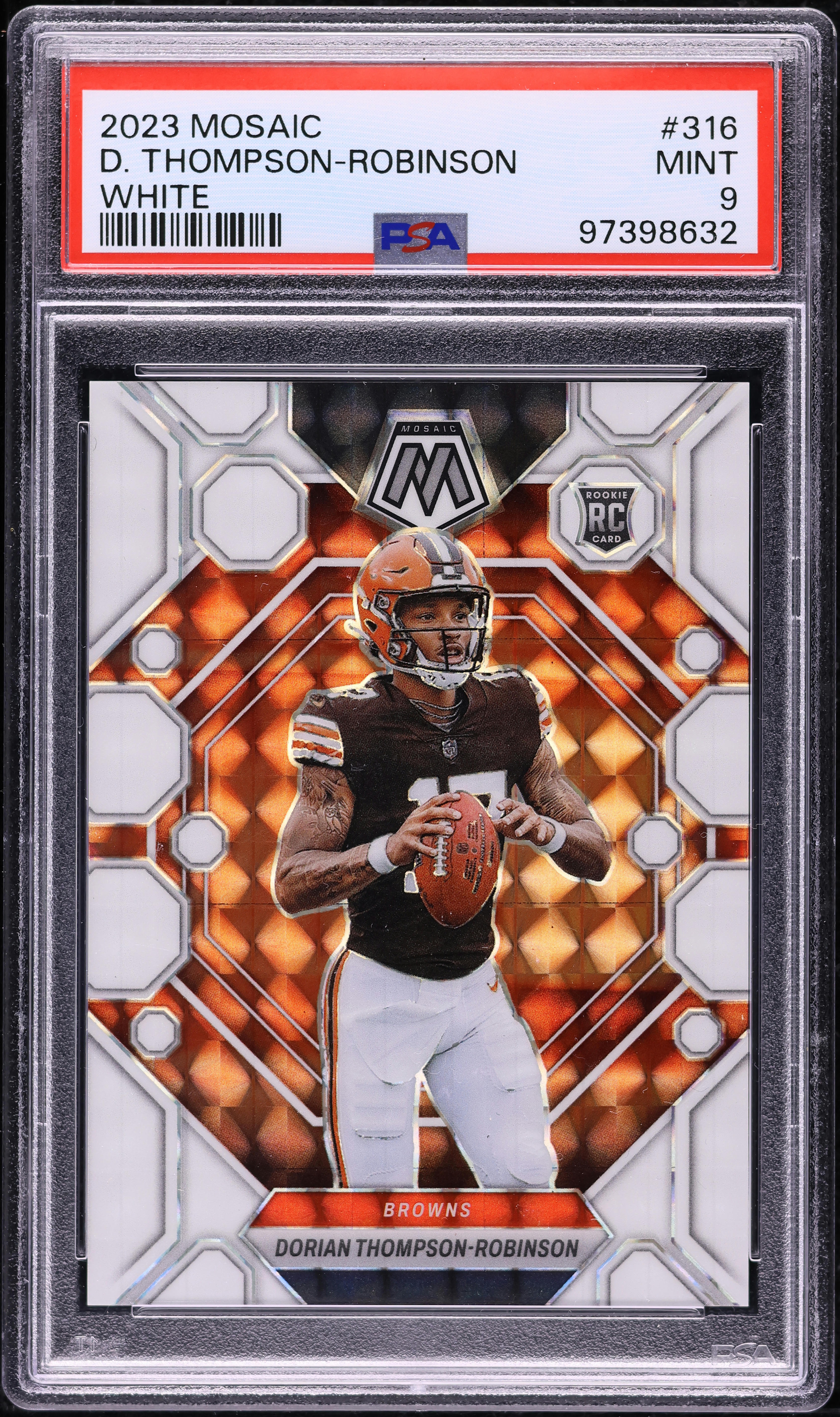 2023 Panini Mosaic White Dorian Thompson-Robinson ROOKIE /25 #316 PSA 9 MINT