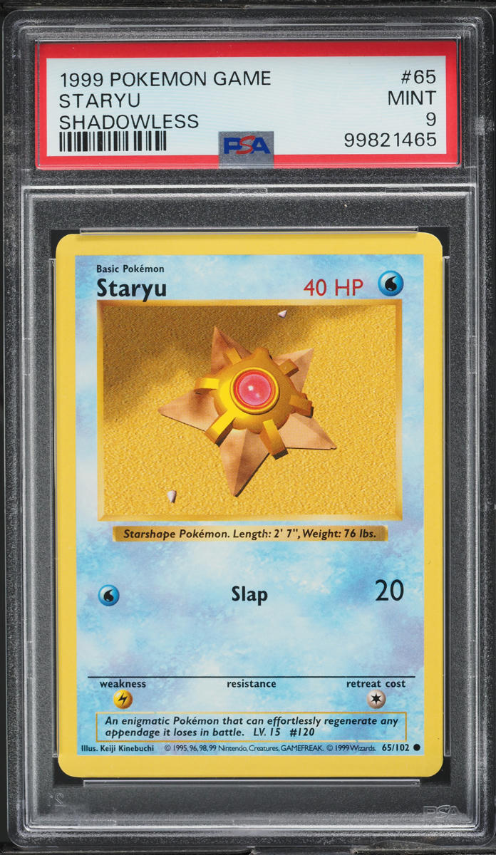 1999 Pokemon Base Set Shadowless Staryu #65 PSA 9 MINT