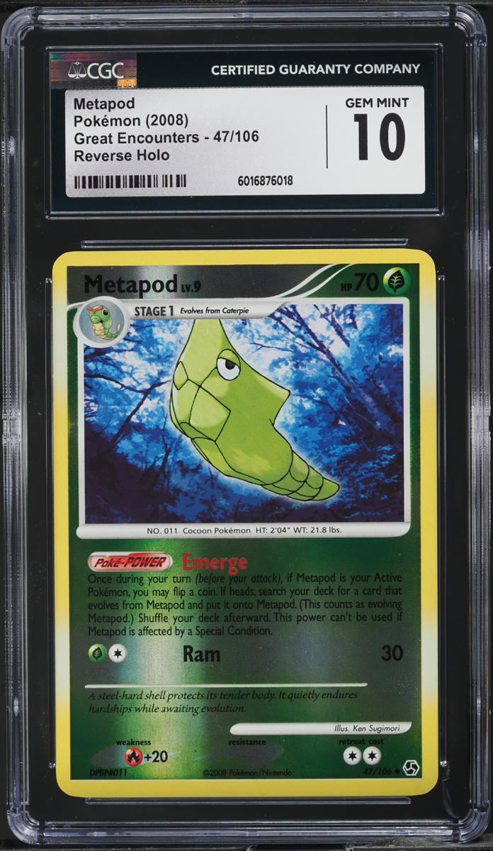 2008 Pokemon Diamond & Pearl Great Encounters Reverse Holo Metapod #47 CGC 10
