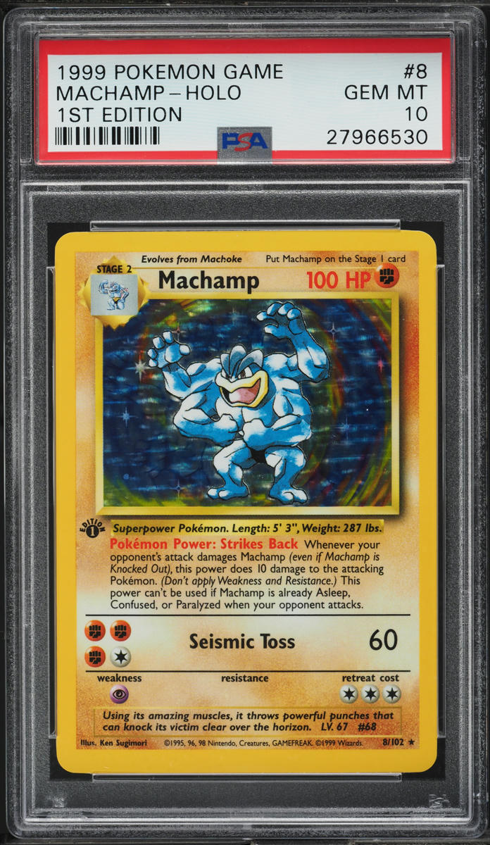 1999 Pokemon Base Set 1st Edition Holo Machamp #8 PSA 10 GEM MINT